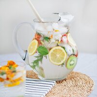 Mineral water infused with fruit, herbs and flowers