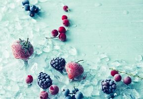 Frozen summer berries with crushed ice
