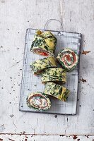 Spinach and salmon roll