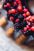 Napfkuchen mit Beeren und Schokoladenglasur (Close Up)