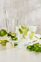 Mojito in a Glass with Ice, Mint and Lime