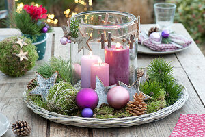 Christmas table decoration on the terrace