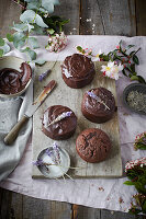 Small Chocolate and Lavender Cakes