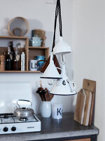 Homemade lamps made from vintage funnels