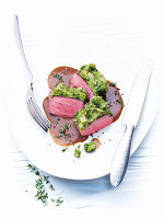 Lamb with a mustard and herb crust