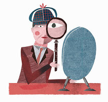 Illustration: A detective with a magnifying glass