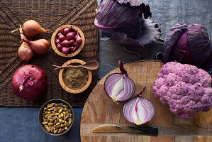 Various purple vegetables