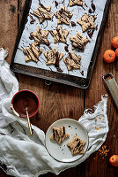 Christmas star biscuits with chocolate glaze