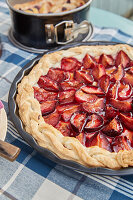 Damson tart with créme fraîche