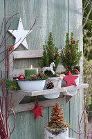 Sugarloaf spruce and candle in wall mount