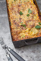 Aubergine and mozzarella lasagne