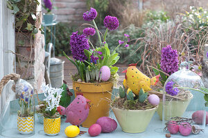 Pot arrangement with spring flowers