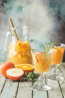 Refreshing summer drink punch with fruits