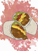 A cheeseburger burrito (illustration)