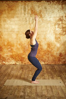 Strong posture in and eagle (yoga position)