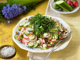 Herb and Radish Salad With Feta and Walnuts