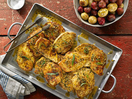 Sauteed Chicken Breasts With Tarragon and Roasted New Potatoes