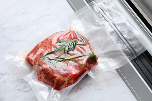 Steak being vacuum packed