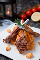 Roasted lamb chops on lattice potatoes