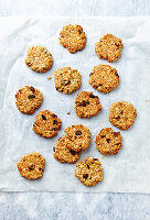 Breakfast cookies mead with oats, coconut, raisins and maca powder