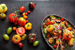 Bulgur salad with colourful tomatoes