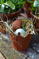 Small metal bucket as Easter basket