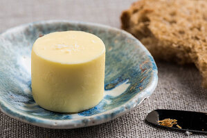 Farm butter on a ceramic plate