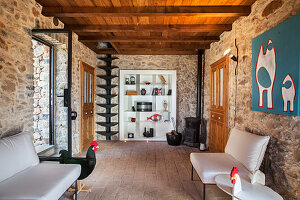 Artistic living room in Italian stone house