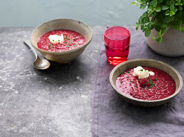 Beetroot and rhubarb soup