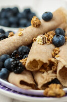 Crepes with blueberries and blackberries