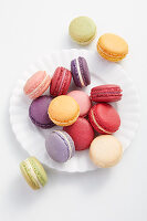Macarons on a white plate