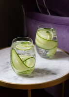 Cucumber and lime soda water