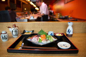 A sashimi platter in 'Matsumi', a Japanese restaurant in Hamburg