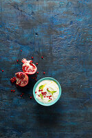 Yogurt with mint and pomegranate