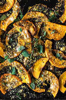 Oven-baked pumpkin with herbs and spices