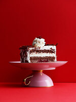 Black Forest cake on a cake plate