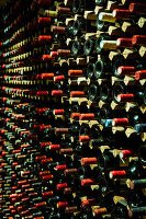 A well-stocked Burgundy wine cellar