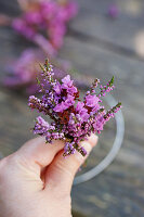 Bouquets of broom heather and sea lavender