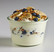 Greek Yoghurt with bluberries, bananas, honey and granola