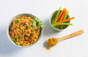 Oriental red lentil dip