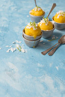 Mango sorbet with coconut and lime