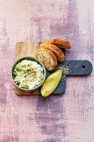 Avocado cream cheese with hemp nuts