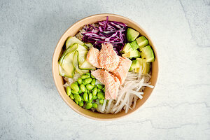 Poke bowl with salmon