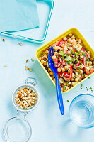 Vegan chickpea salad in a lunch box