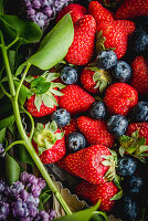 Frische Erdbeeren und Blaubeeren (bildfüllend)