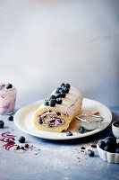 Blueberry sponge roll