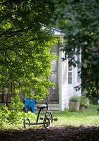 Antique children's tricycle in the garden