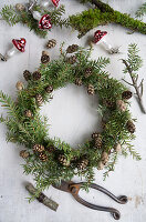 Advent wreath made from hemlock