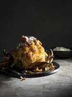 Oven-roasted cauliflower with browned sage butter, chanterelles and hazelnuts