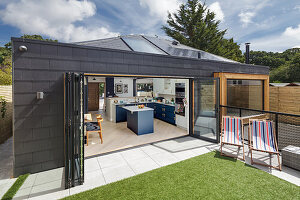 View from terrace into the open kitchen